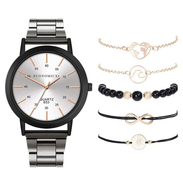 pcs women's fashion watches bracelet set steel belt quartz watch for women dress clock relogio feminino wristwatches, Slivery;brown 
pcs women's fashion watches bracelet set steel belt quartz watch for women dress clock relogio feminino wristwatches, Slivery;brown