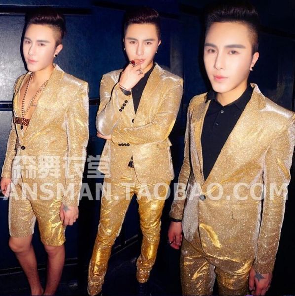 s-5xl 2021 men clothing fashion singer costumes gradient golden gentleman style suit set custom made plus size formal dress men's suits, White;black
s-5xl 2021 men clothing fashion singer costumes gradient golden gentleman style suit set custom made plus size formal dress men's suits, White;black