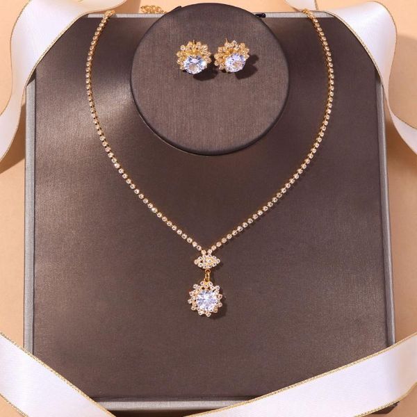 earrings & necklace stonefans simple austrian round crystal set for women bride rhinestone african wedding jewelry sets wholesale, Silver
earrings & necklace stonefans simple austrian round crystal set for women bride rhinestone african wedding jewelry sets wholesale, Silver