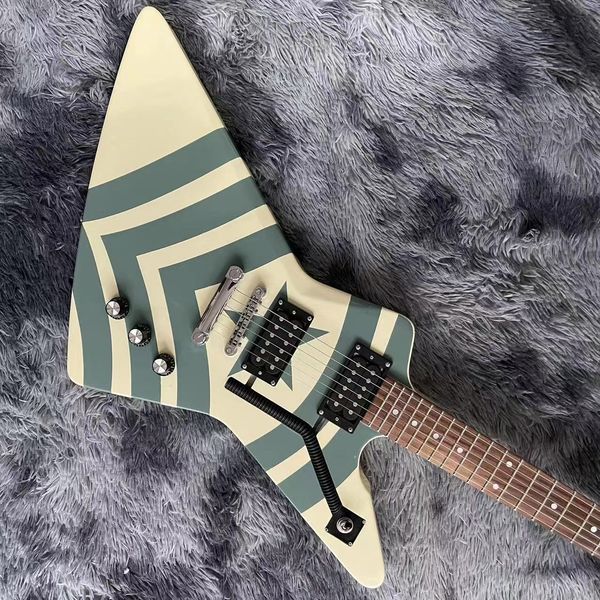 custom grand jason hook sherman style guitar matte black with white green stripes
custom grand jason hook sherman style guitar matte black with white green stripes