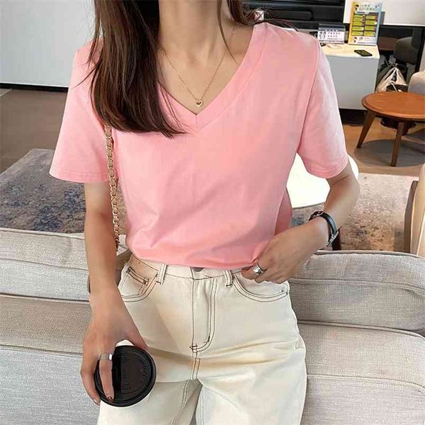 wwenn v-neck short sleeve tshirt cotton shirts woman korean t-shirt women's tee tees pink purple black 210507, White
wwenn v-neck short sleeve tshirt cotton shirts woman korean t-shirt women's tee tees pink purple black 210507, White