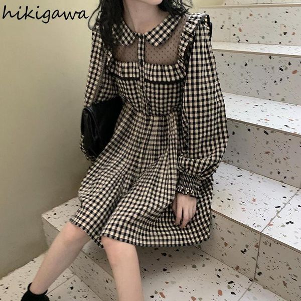 casual dresses hikigawa japanese woman dress patchwork lace backless vestidos mujer sweet robe ruffles slim waist lantern sleeve plaid, Black;gray
casual dresses hikigawa japanese woman dress patchwork lace backless vestidos mujer sweet robe ruffles slim waist lantern sleeve plaid, Black;gray