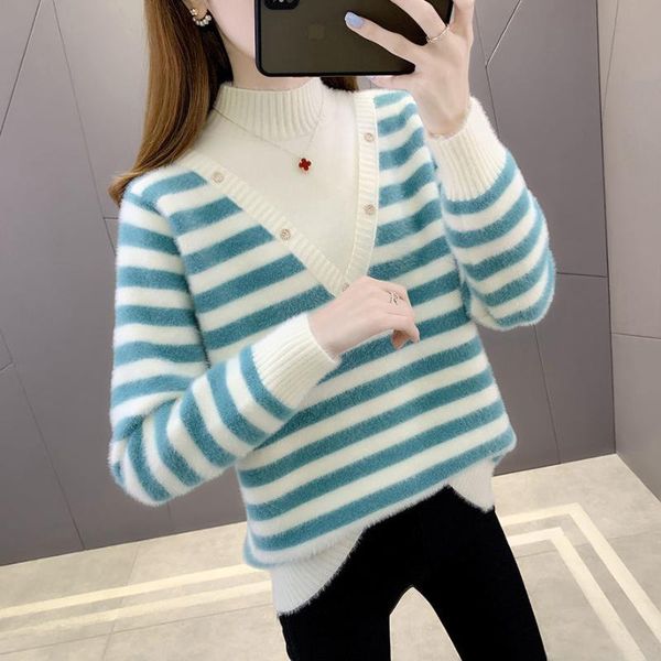 women's sweaters women 2022 autumn winter imitation mink velvet sweater female stripes knitted jumpers ladies loose pullover e943, White;black
women's sweaters women 2022 autumn winter imitation mink velvet sweater female stripes knitted jumpers ladies loose pullover e943, White;black