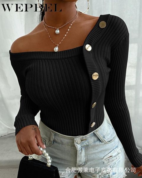women's knits & tees wepbel solid color knitted sweater autumn off-shoulder v-neck single-breasted long sleeve slim fit xb4i, White
women's knits & tees wepbel solid color knitted sweater autumn off-shoulder v-neck single-breasted long sleeve slim fit xb4i, White