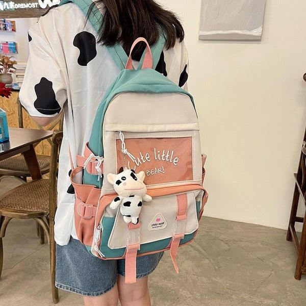 school bags fashion women backpack kawaii hanger contrast color schools for girls nylon high capacity waterproof student travel
school bags fashion women backpack kawaii hanger contrast color schools for girls nylon high capacity waterproof student travel