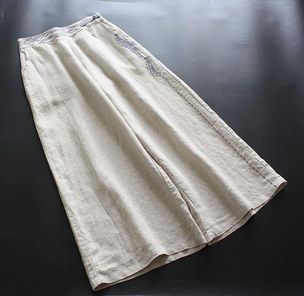 women's pants & capris linen women wide leg summer 2021 elastic waist embroidery loose casual pockets fashion trousers, Black;white
women's pants & capris linen women wide leg summer 2021 elastic waist embroidery loose casual pockets fashion trousers, Black;white