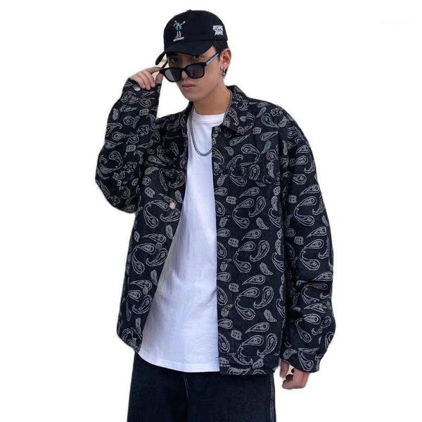 men's jackets spring autumn 2021 casual cashew flower denim jacket male fashion korean oversize 4xl loose streetwear hip hop man, Black;brown
men's jackets spring autumn 2021 casual cashew flower denim jacket male fashion korean oversize 4xl loose streetwear hip hop man, Black;brown