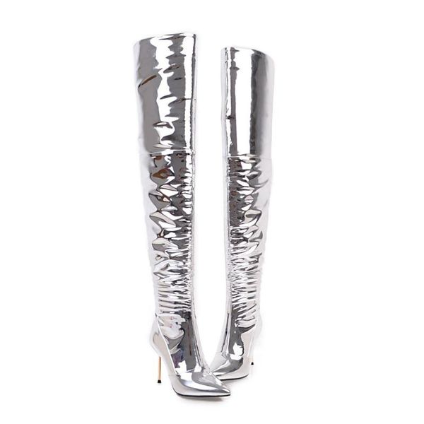 boots qplyxcofashion arrive women super high thin heel over the knee pointed toe zipper silvery prom shoes, Black
boots qplyxcofashion arrive women super high thin heel over the knee pointed toe zipper silvery prom shoes, Black