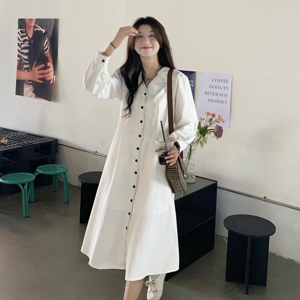 casual dresses white long sleeve dress women's spring and autumn 2021 french retro design sense of minority temperament, Black;gray
casual dresses white long sleeve dress women's spring and autumn 2021 french retro design sense of minority temperament, Black;gray
