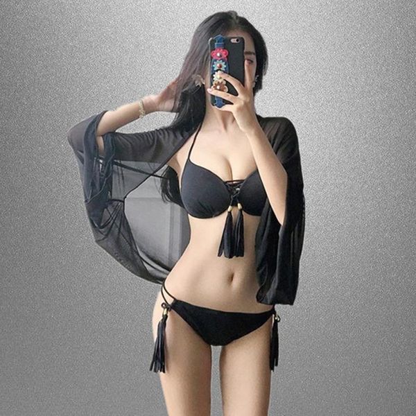 one-piece suits 2021 fashion ladies black women's bikini three-piece set small chest gathering steel support split belly covering swims
one-piece suits 2021 fashion ladies black women's bikini three-piece set small chest gathering steel support split belly covering swims