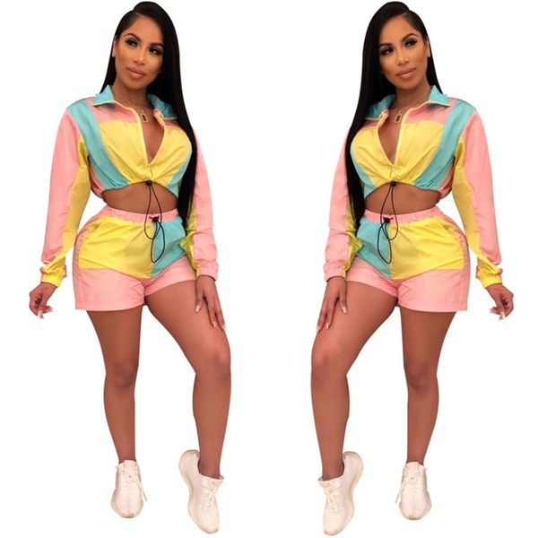 latest summer women sports suits multicolored panelled long sleeves short and shorts sets two pieces casual tracksuits styles, Gray
latest summer women sports suits multicolored panelled long sleeves short and shorts sets two pieces casual tracksuits styles, Gray
