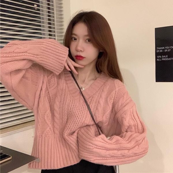 women's sweaters for women autumn winter loose solid v-neck korean clothes casual style pullovers knitted fashion brand ladies, White;black
women's sweaters for women autumn winter loose solid v-neck korean clothes casual style pullovers knitted fashion brand ladies, White;black