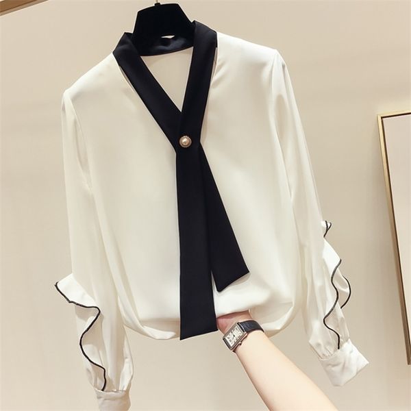 spring autumn women's blouse lace v-neck commuter long sleeve korean style wild loose casual chiffon shirt ll479 210506, White
spring autumn women's blouse lace v-neck commuter long sleeve korean style wild loose casual chiffon shirt ll479 210506, White