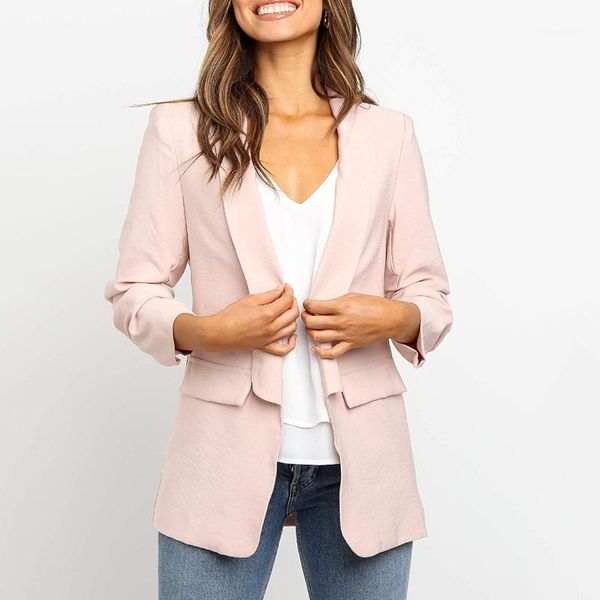women's suits & blazers ladies business work casual cardigan long sleeve solid coat office party blazer feminino women and jackets, White;black
women's suits & blazers ladies business work casual cardigan long sleeve solid coat office party blazer feminino women and jackets, White;black