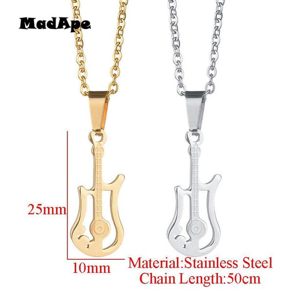 pendant necklaces madape gold color guitar chain stainless steel musical instrument pendants necklace for music band fans gift, Silver
pendant necklaces madape gold color guitar chain stainless steel musical instrument pendants necklace for music band fans gift, Silver
