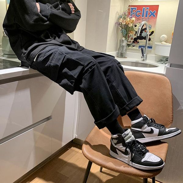 men's pants men casual cargo pockets loose fashion autumn winter trousers harajuku korean style chic bottoms simple, Black
men's pants men casual cargo pockets loose fashion autumn winter trousers harajuku korean style chic bottoms simple, Black