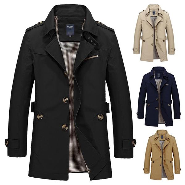 men's jackets mens spring autumn jacket long windbreaker quality military slim fit trench coat overcoat cotton outwear men, Black;brown
men's jackets mens spring autumn jacket long windbreaker quality military slim fit trench coat overcoat cotton outwear men, Black;brown