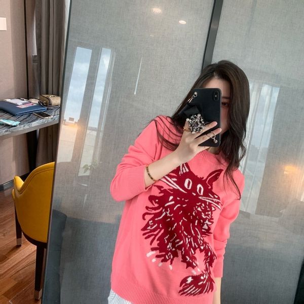 8251 cat round neck animal korean loose wool sweater women's coat, White 
8251 cat round neck animal korean loose wool sweater women's coat, White
