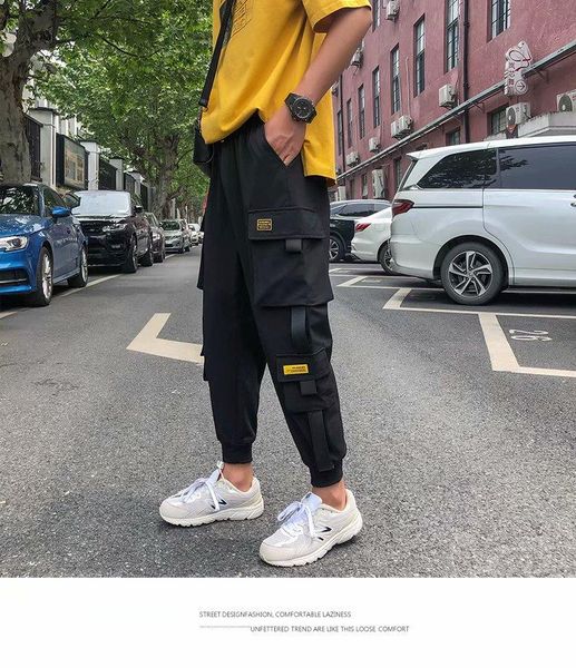 men's pants cool pocket loose men hiphop striped fashion joggers trousers streetwear, Black
men's pants cool pocket loose men hiphop striped fashion joggers trousers streetwear, Black