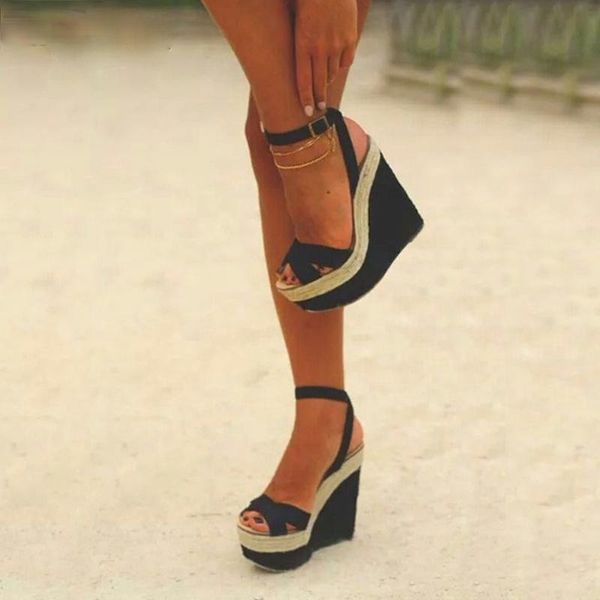 sandals fashion ladies summer shoes buckle straps casual thick-soled wedges platform high heels 15cm, Black
sandals fashion ladies summer shoes buckle straps casual thick-soled wedges platform high heels 15cm, Black