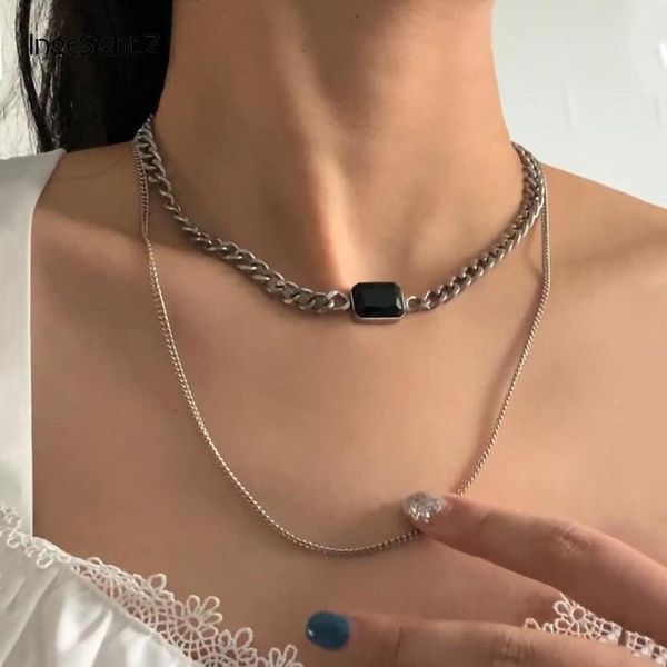 chains ingesight.z multi layered stainless steel choker necklaces rhinestones square pendant on the neck for women jewelry, Silver
chains ingesight.z multi layered stainless steel choker necklaces rhinestones square pendant on the neck for women jewelry, Silver