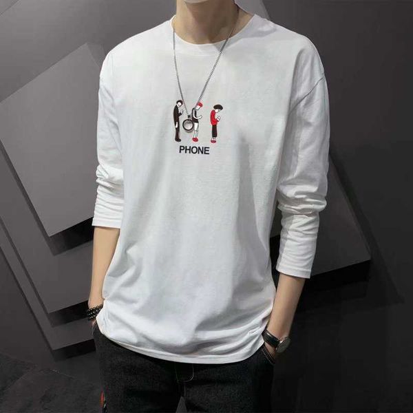 and autumn spring men's long sleeve casual daily round neck trend boys' t-shirt, White;black
and autumn spring men's long sleeve casual daily round neck trend boys' t-shirt, White;black
