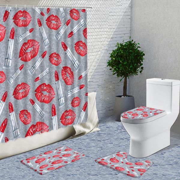 shower curtains red lips bathroom curtain set lipstick bath mat sets with hooks gray non-slip pedestal rug toilet cover
shower curtains red lips bathroom curtain set lipstick bath mat sets with hooks gray non-slip pedestal rug toilet cover