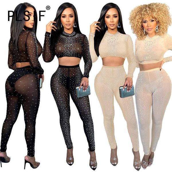 women's two piece pants women studded long sleeve round neck tulle jacket waist feet street fashion trousers set autumn, White
women's two piece pants women studded long sleeve round neck tulle jacket waist feet street fashion trousers set autumn, White