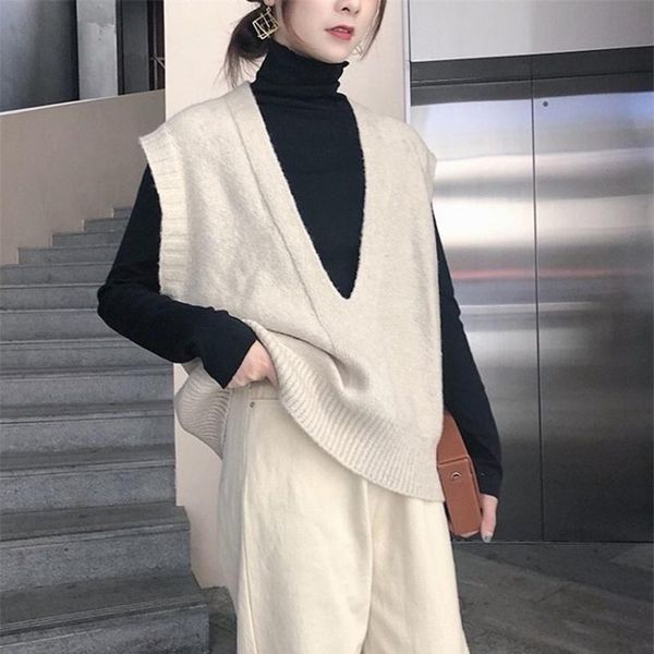 women's vests deep v neck sweater vest for women loose casual retro oversize knitted jumper korean female sleeveless pullover os285, Black;white
women's vests deep v neck sweater vest for women loose casual retro oversize knitted jumper korean female sleeveless pullover os285, Black;white