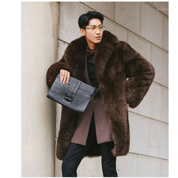 men's fur & faux fashion men winter good quality coat/male luxury long coats loose lapel overcoat plush jackets, Black
men's fur & faux fashion men winter good quality coat/male luxury long coats loose lapel overcoat plush jackets, Black