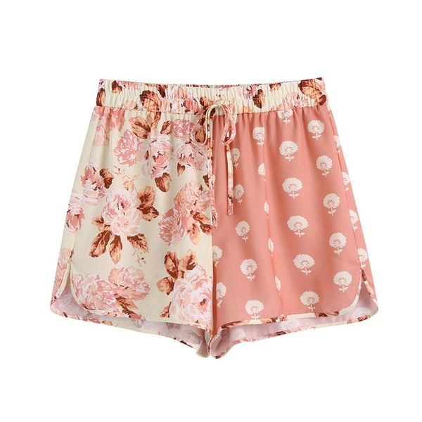 women's shorts mesttraf women 2021 fashion patchwork floral print vintage high elastic waist with drawstring female short pants, White;black
women's shorts mesttraf women 2021 fashion patchwork floral print vintage high elastic waist with drawstring female short pants, White;black