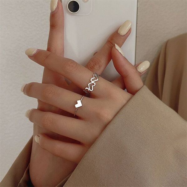 love band rings for women girls hollowed out heart-shaped index finger joint ring fashion jewelry gifts, Silver
love band rings for women girls hollowed out heart-shaped index finger joint ring fashion jewelry gifts, Silver