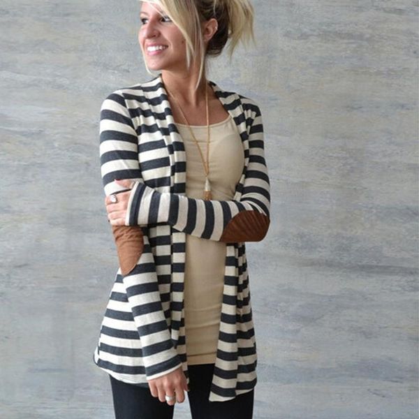 women's jackets spring women coat long sleeve striped cardigan printed casual elbow patchwork knitted sweater plus size outerwear d4220, Black;brown
women's jackets spring women coat long sleeve striped cardigan printed casual elbow patchwork knitted sweater plus size outerwear d4220, Black;brown