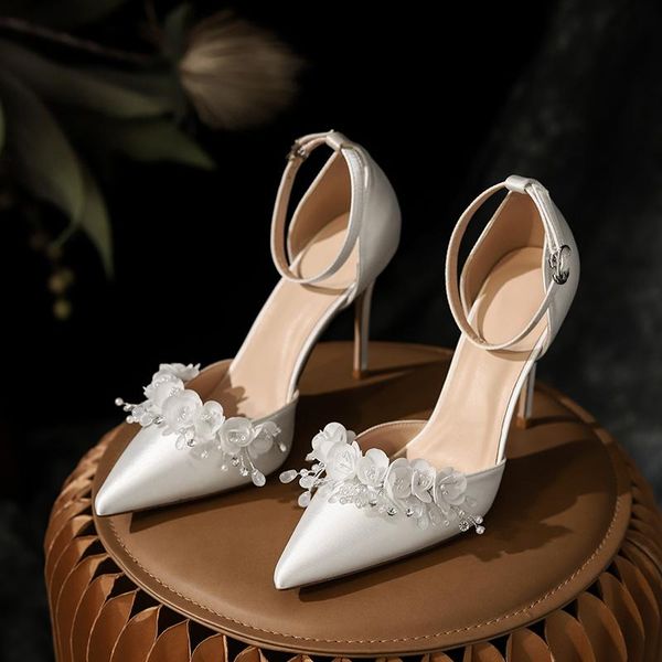 sandals summer white flower silk surface pointed stiletto high heel bridal wedding shoes banquet dress small size female, Black
sandals summer white flower silk surface pointed stiletto high heel bridal wedding shoes banquet dress small size female, Black