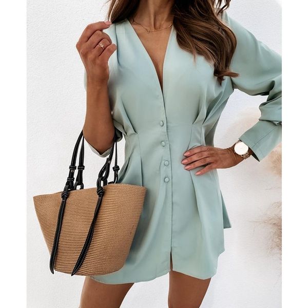 mandylandy lady's dresses slim fit high waist mini dress autumn women shirt elegant v-neck button long-sleeved casual, Black;gray
mandylandy lady's dresses slim fit high waist mini dress autumn women shirt elegant v-neck button long-sleeved casual, Black;gray