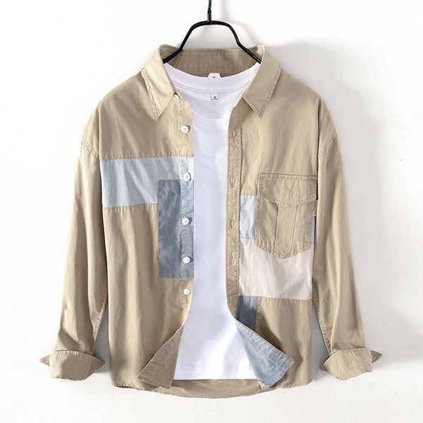 men's casual shirts men clothing 2021 spring fashion brand tooling long-sleeved shirt jacket trend ins loose wild splicing, White;black
men's casual shirts men clothing 2021 spring fashion brand tooling long-sleeved shirt jacket trend ins loose wild splicing, White;black