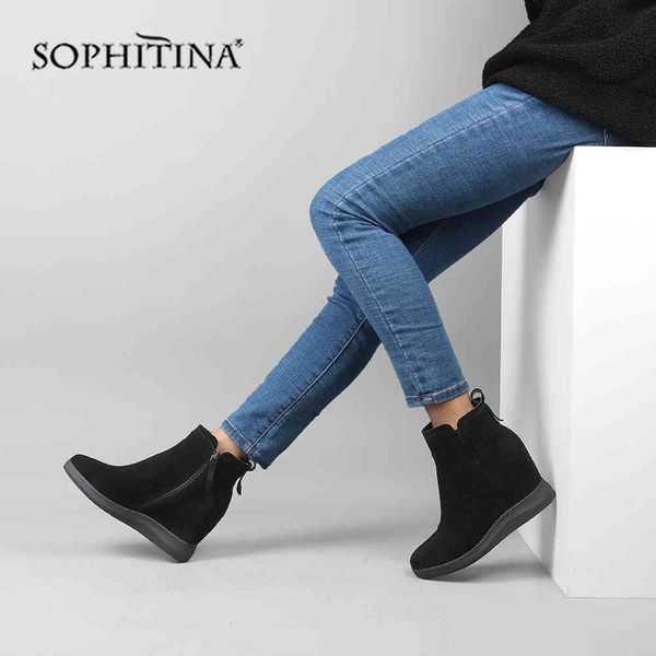 sophitina winter warm boots cow suede solid comfortable wedge fashion zipper shoes women's ankle boots so297 210513, Black
sophitina winter warm boots cow suede solid comfortable wedge fashion zipper shoes women's ankle boots so297 210513, Black