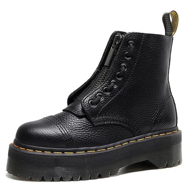 woman martin boots genuine leather marten for women ladies platform heels winter ankle chunky casual shoes, Black
woman martin boots genuine leather marten for women ladies platform heels winter ankle chunky casual shoes, Black