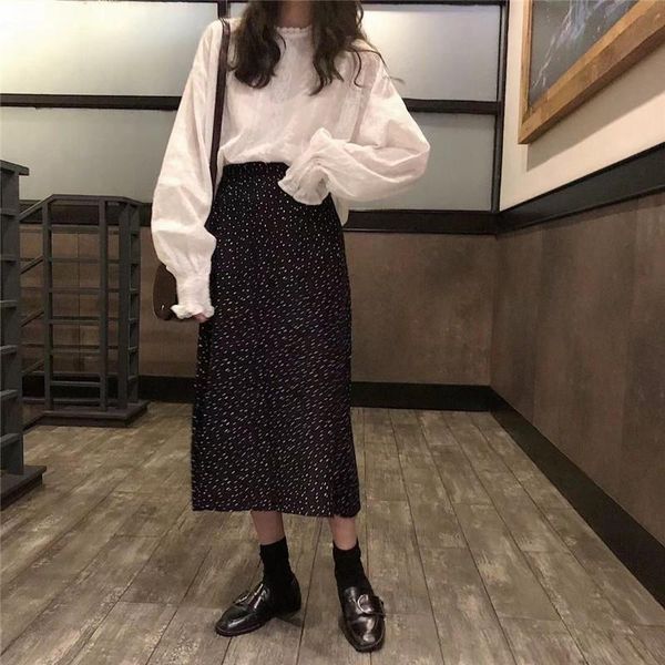 women spring 2pc dress sets outfits long flare sleeve white shirt&retro dot printed black skirts suits casual two piece women's pants
women spring 2pc dress sets outfits long flare sleeve white shirt&retro dot printed black skirts suits casual two piece women's pants