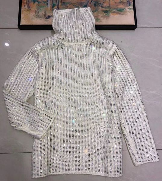 women's knits & tees truien winter runway design luxury bling piercing turtleneck high mesh female sweater oversize black white iru4
women's knits & tees truien winter runway design luxury bling piercing turtleneck high mesh female sweater oversize black white iru4