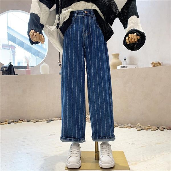 women's jeans women's clothing 2021 autumn striped straight high waist loose wide-leg casual pants, Blue
women's jeans women's clothing 2021 autumn striped straight high waist loose wide-leg casual pants, Blue