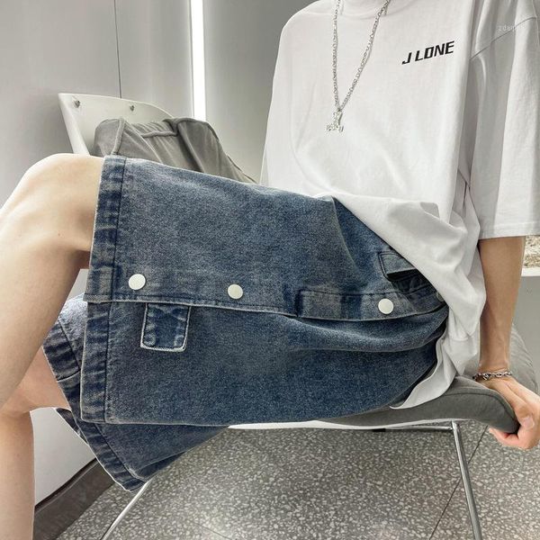 men's jeans washed outer wear loose-breasted overalls five-point pants casual wide-leg straight-leg denim shorts men oversize summer, Blue
men's jeans washed outer wear loose-breasted overalls five-point pants casual wide-leg straight-leg denim shorts men oversize summer, Blue