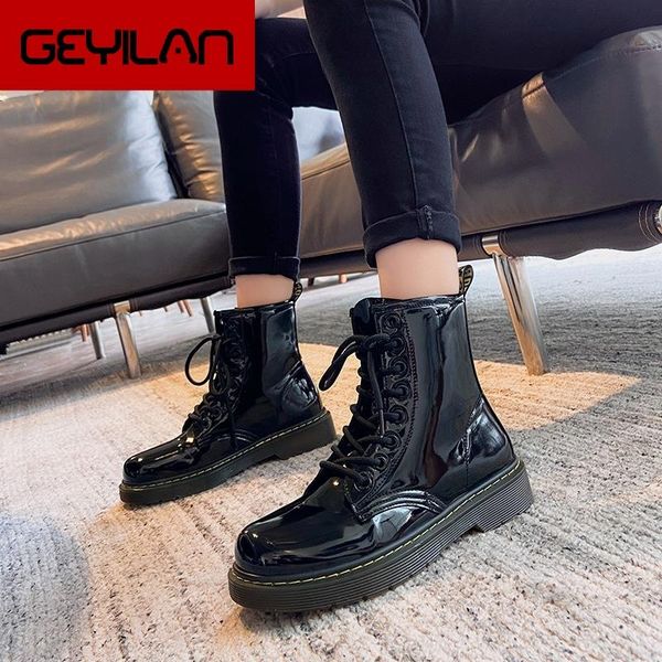 boots autumn women patent leather ankle for shoes casual motorcycle winter couple zapatos mujer, Black
boots autumn women patent leather ankle for shoes casual motorcycle winter couple zapatos mujer, Black