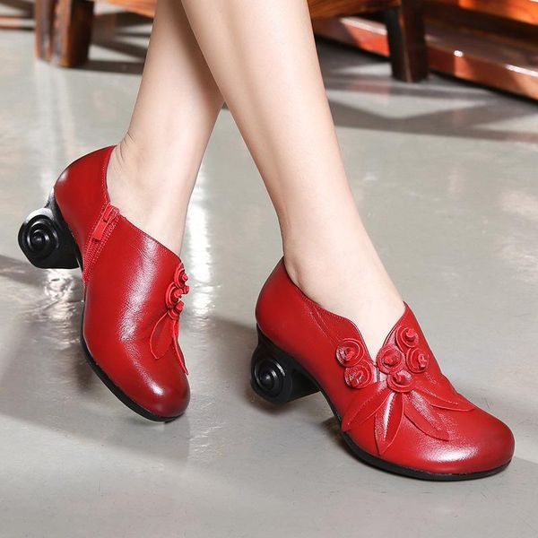 dress shoes concubine beauty national style leather women's high heeled round head thick professional work, Black
dress shoes concubine beauty national style leather women's high heeled round head thick professional work, Black