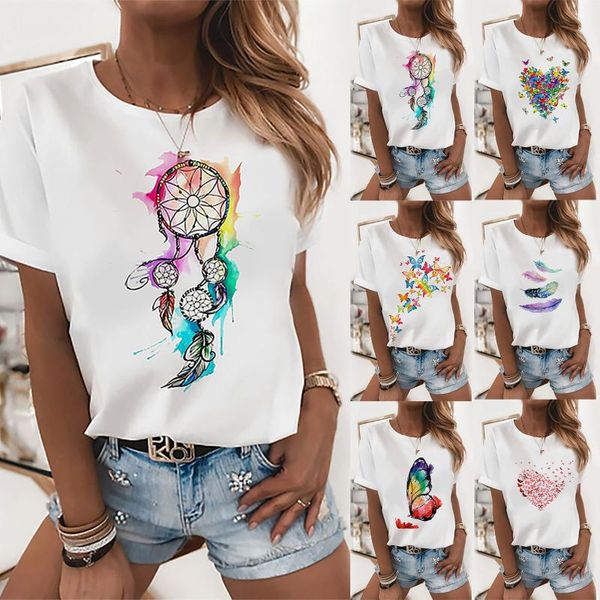 women's t-shirt white t shirt casual summer butterfly print femme fashion loose short-sleeved fun tee streetwear
women's t-shirt white t shirt casual summer butterfly print femme fashion loose short-sleeved fun tee streetwear