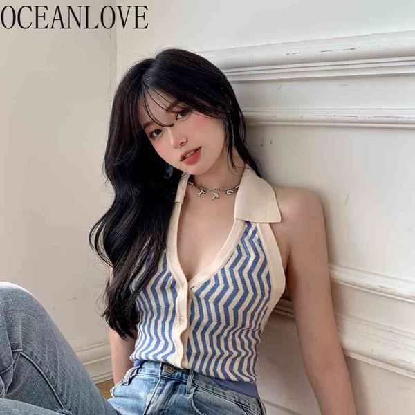 striped tank backless halter knitted short camis spring summer vintage fashion women clothing 210415, White
striped tank backless halter knitted short camis spring summer vintage fashion women clothing 210415, White