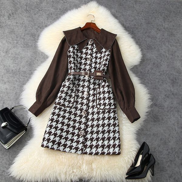 casual dresses fall autumn long sleeve lapel neck black houndstooth print belted panelled single-breasted dress elegant lo22t11455 6smd, Black;gray
casual dresses fall autumn long sleeve lapel neck black houndstooth print belted panelled single-breasted dress elegant lo22t11455 6smd, Black;gray