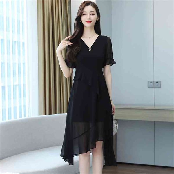 korean style summer the temperament chiffon dress v neck irregular women's fashion large size 210507, Black;gray
korean style summer the temperament chiffon dress v neck irregular women's fashion large size 210507, Black;gray