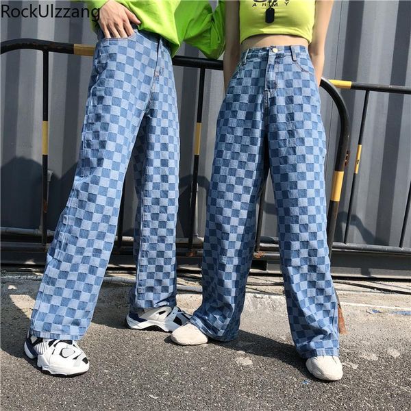 women's jeans contrast plaid loose high waist straight woman man denim pant streetwear harajuku plus size trouser korean hip hop casual, Blue
women's jeans contrast plaid loose high waist straight woman man denim pant streetwear harajuku plus size trouser korean hip hop casual, Blue