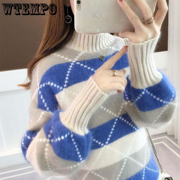 women's sweaters fashion turtleneck striped patchwork knitted pullovers women casual loose lmitated mink sweater winter warm long sleev, White;black
women's sweaters fashion turtleneck striped patchwork knitted pullovers women casual loose lmitated mink sweater winter warm long sleev, White;black